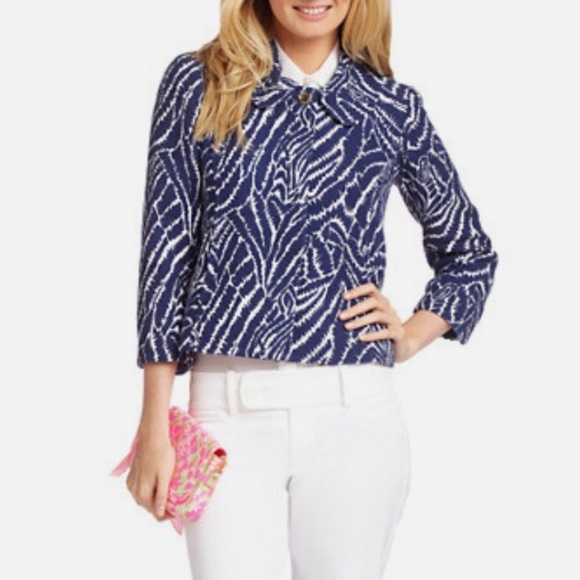 Lilly Pulitzer Beauford Zebra Blazer NWTSize 10Navy “Show Your Stripes” Ja